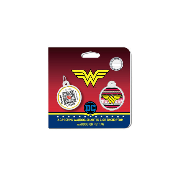 WAUDOG Smart ID metal pet tag with QR-passport, "Wonder Woman 4" -0625-1019