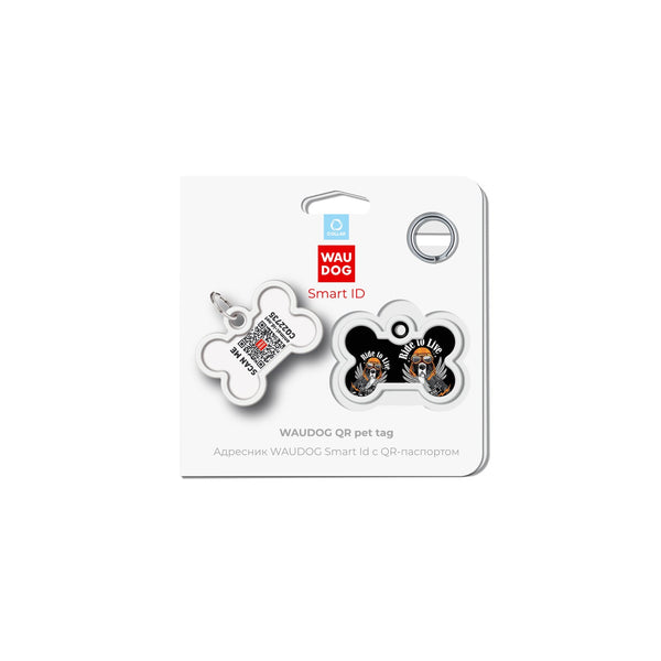 WAUDOG Smart ID metal pet tag with QR-passport, "Ride to live" -0640-0207