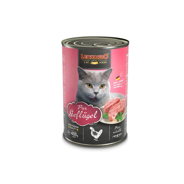 LEONARDO CAT WET FOOD for Adult Cats  400g (pure poultry)