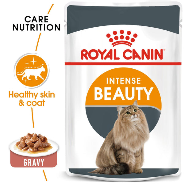 Royal Canin Intense Beauty in Gravy (85 gm\Pouch) - Wet food for adult cats - supports a healthy skin and shiny coat